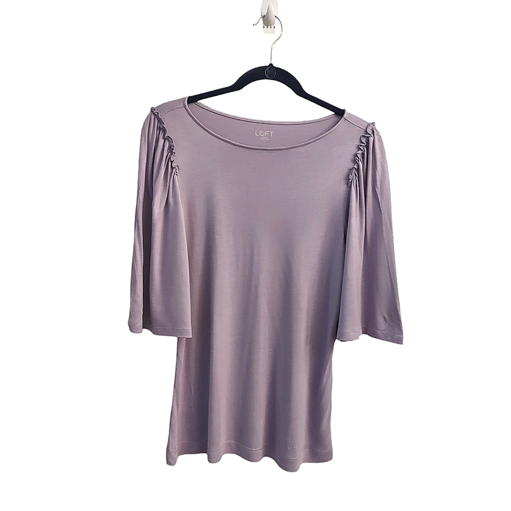 LOFT OUTLET S Lilac Pullover Lightweight Rayon Ruffle Top